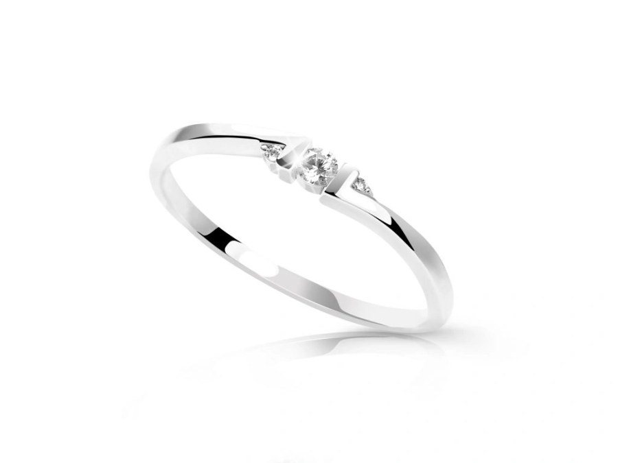 Cutie Jewellery Minimalistický prsten z&nbsp;bílého zlata se zirkony Z6714-3053-10-X-2 57 mm - Prsteny Prsteny s&nbsp;kamínkem