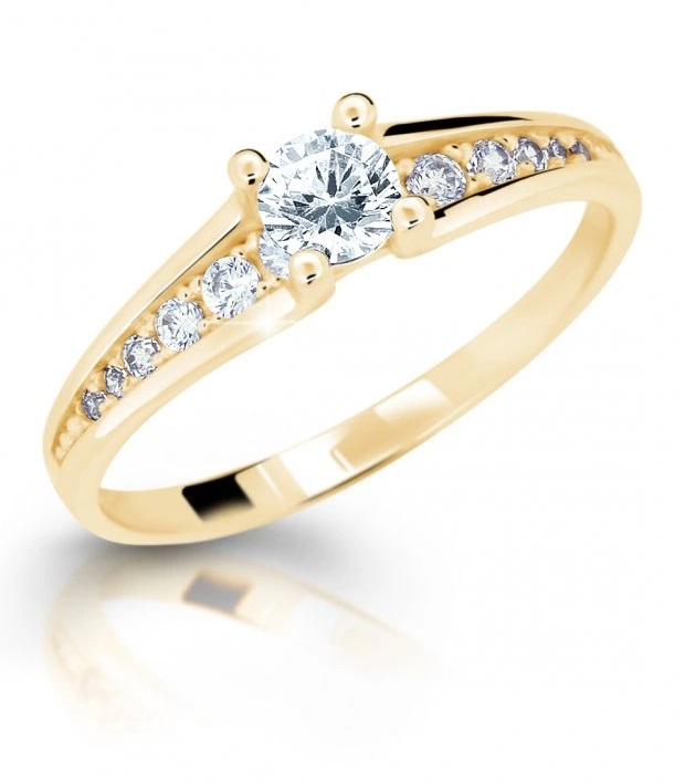 Cutie Jewellery Něžný zlatý prsten se zirkony Z6822-2956-10-X-2 58 mm Cutie Jewellery Něžný zlatý prsten se zirkony Z6822-2956-10-X-2 58 mm - Prsteny Prsteny s kamínkem