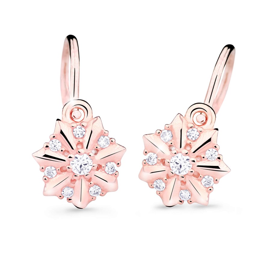 Cutie Jewellery Půvabné dětské náušnice z růžového zlata C2754-10-X-4 bílá - Náušnice Visací náušnice