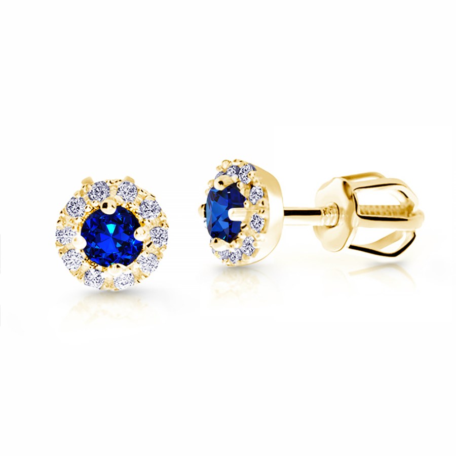 Cutie Jewellery Půvabné zlaté náušnice s modrými zirkony Z9002-3100-30-60-X-1 - Náušnice Pecky