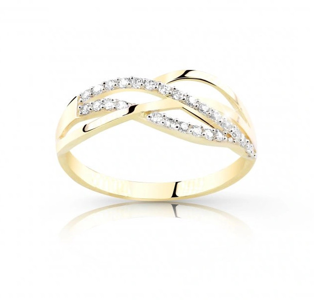 Cutie Jewellery Půvabný prsten ze žlutého zlata se zirkony Z8036-10-X-1 56 mm - Prsteny Prsteny s kamínkem