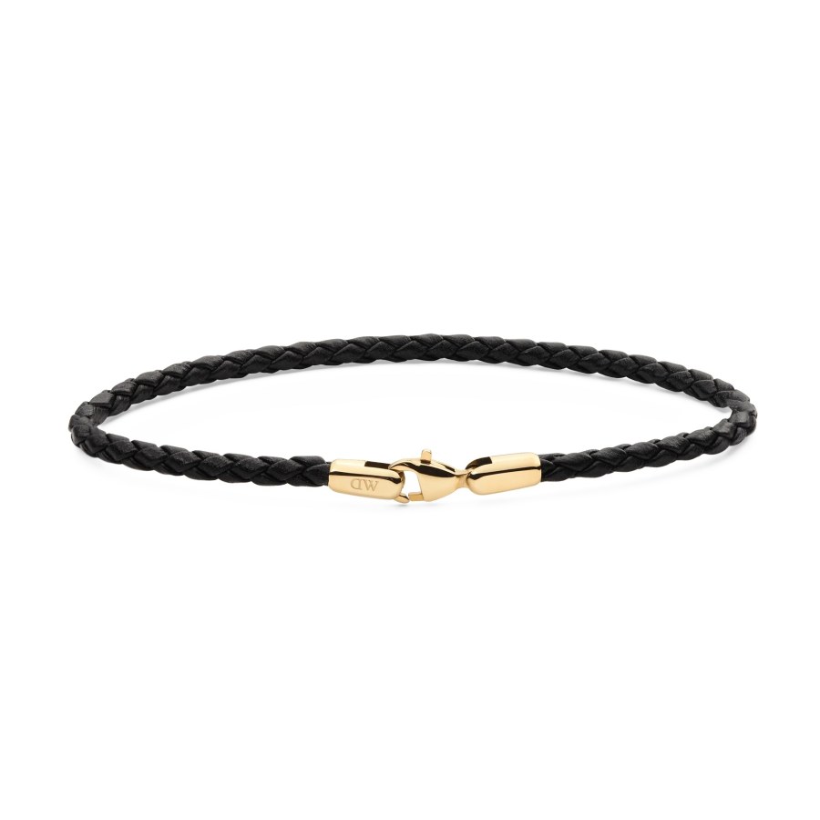 Daniel Wellington Černý pletený kožený náramek Sheffield Daniel DW004017 20,5 cm