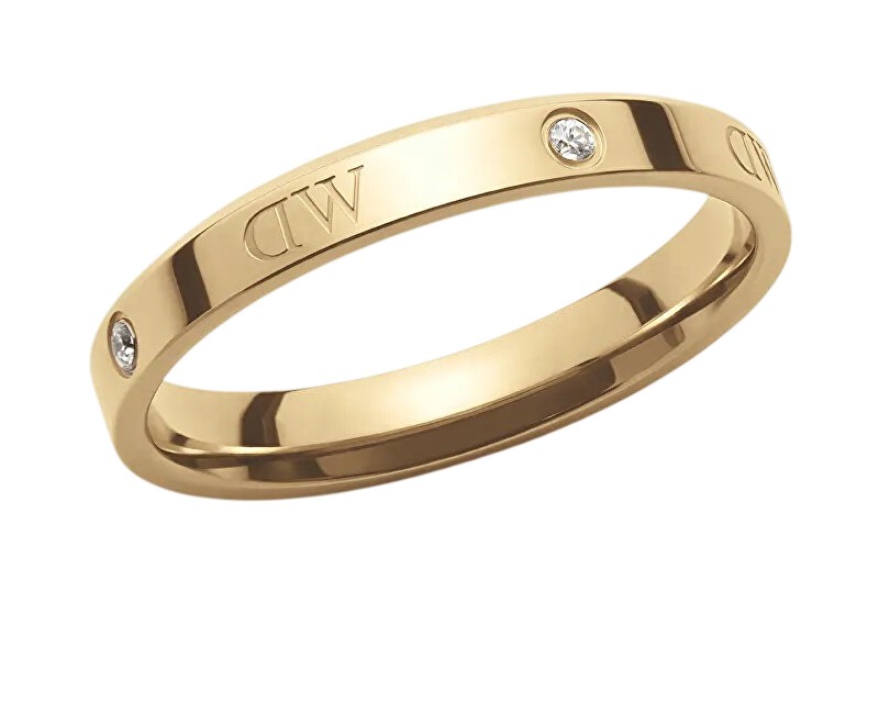 Daniel Wellington Originální pozlacený prsten s&nbsp;krystaly Classic Lumine DW0040028 52 mm - Prsteny Prsteny s&nbsp;kamínkem