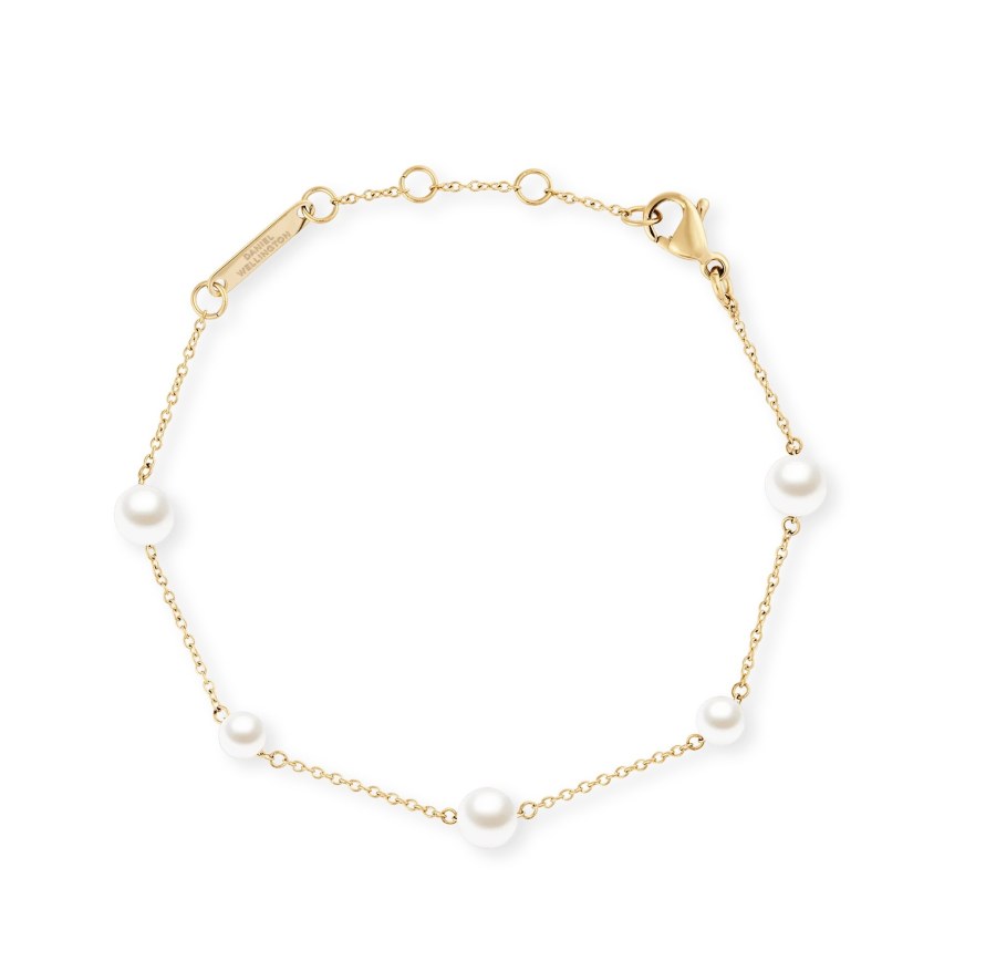 Daniel Wellington Pozlacený náramek s&nbsp;perlami Swarovski Pearl Step DW00402107 - Náramky Perlové náramky