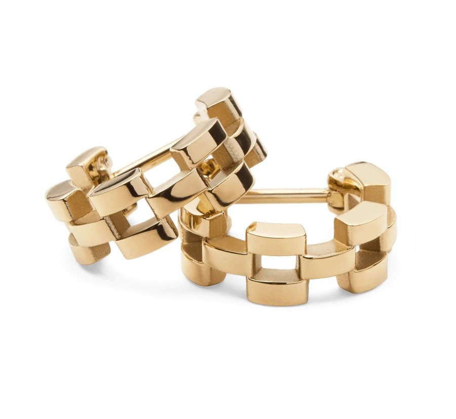 Daniel Wellington Stylové kruhové náušnice z pozlacené oceli 3-Link DW00400989 Daniel Wellington Stylové kruhové náušnice z pozlacené oceli 3-Link DW00400989 - Náušnice Kruhy