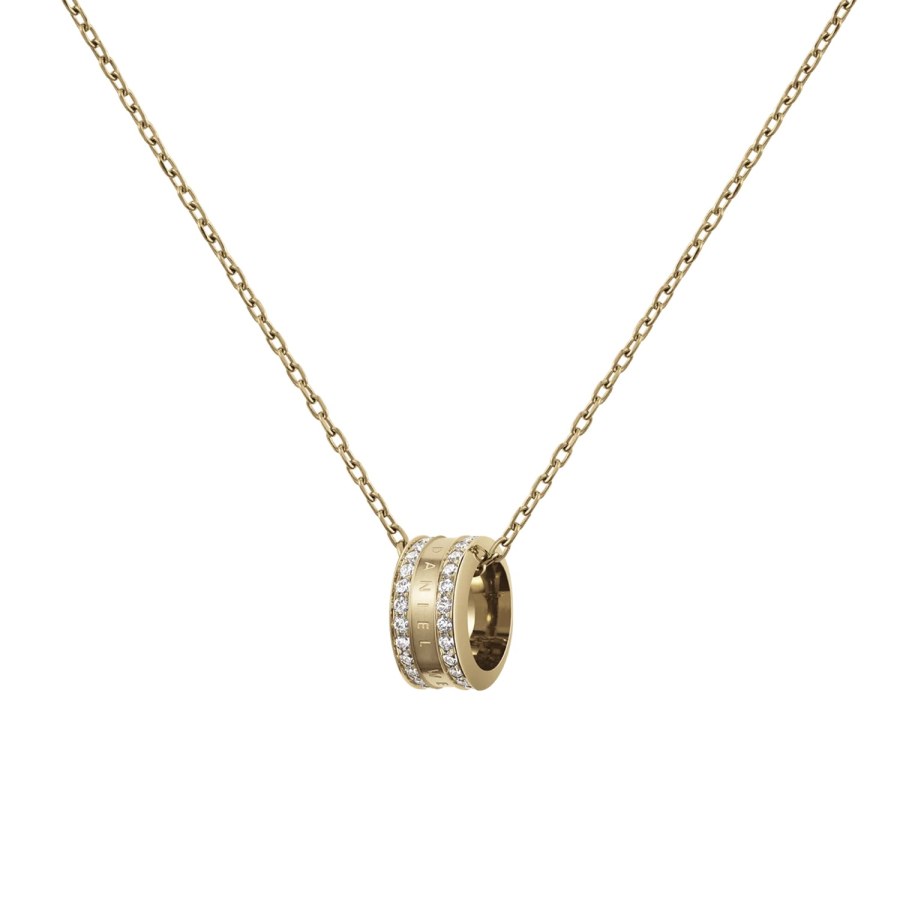 Daniel Wellington Třpytivý pozlacený náhrdelník s kruhovým přívěskem Elan Lumine DW00400510 - Náhrdelníky