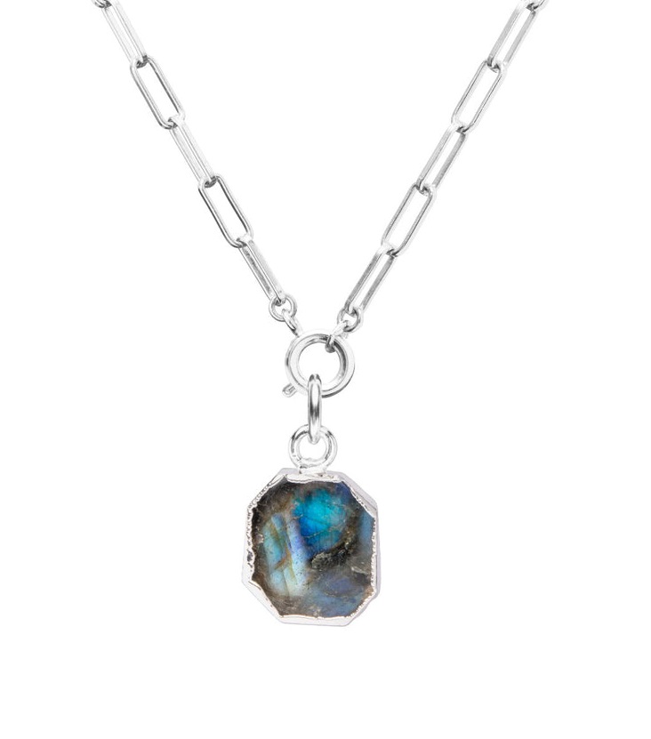 Decadorn Okouzlující náhrdelník s labradoritem + stříbrný řetízek zdarma - Náhrdelníky