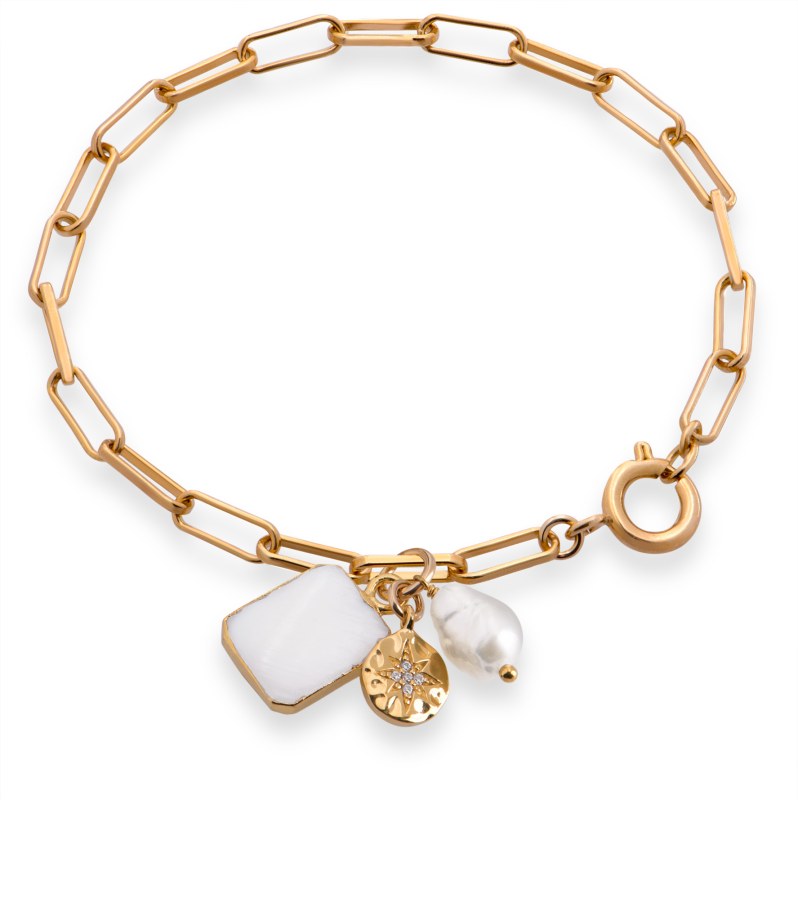 Decadorn Okouzlující pozlacený náramek s pravou perlou - Náramky Řetízkové náramky