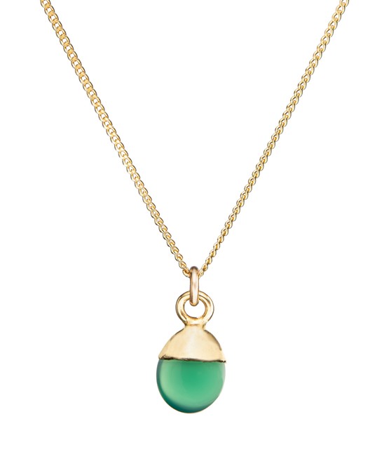 Decadorn Půvabný pozlacený náhrdelník se zeleným achátem - Náhrdelníky