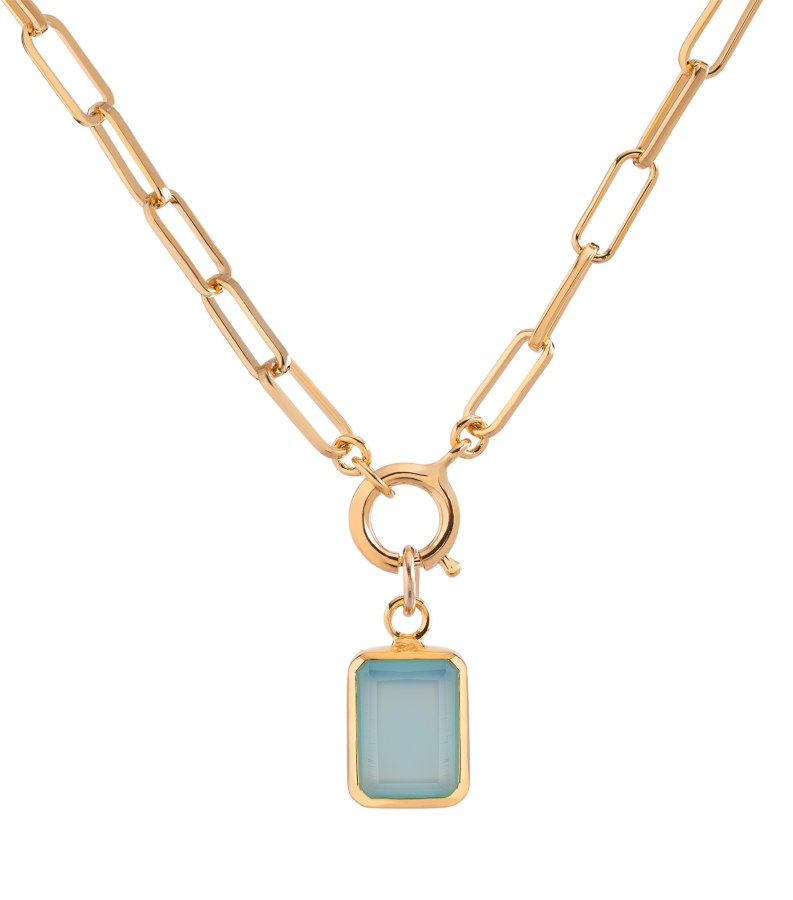 Decadorn Stylový pozlacený náhrdelník s chalcedonem Chunky - Náhrdelníky