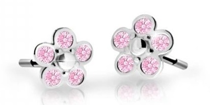 Cutie Jewellery Dětské kytičkové náušnice z&nbsp;bílého zlata C2744-30-X-2 růžová - Náušnice Pecky