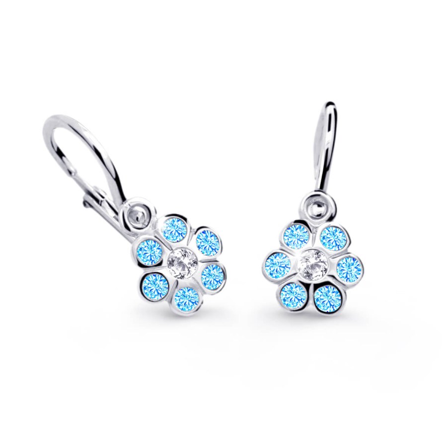Cutie Jewellery Dětské náušnice z bílého zlata C1737-10-X-2 světle modrá Cutie Jewellery Dětské náušnice z bílého zlata C1737-10-X-2 světle modrá - Náušnice Visací náušnice