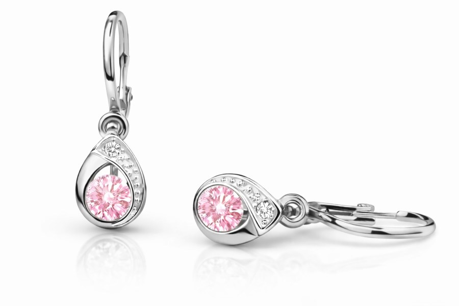 Cutie Jewellery Dětské náušnice z&nbsp;bílého zlata C1898-10-X-2 růžová - Náušnice Visací náušnice