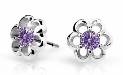 Cutie Jewellery Dětské náušnice z&nbsp;bílého zlata C1947-30-X-2 fialová - Náušnice Pecky