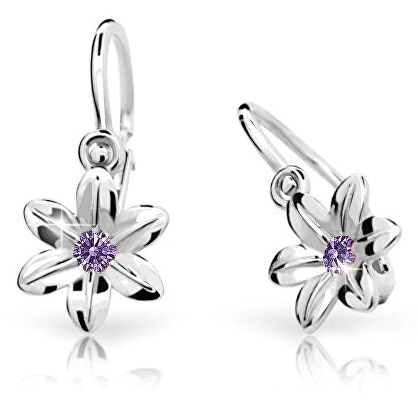 Cutie Jewellery Dětské náušnice z bílého zlata C1993-10-X-2 fialová - Náušnice Visací náušnice