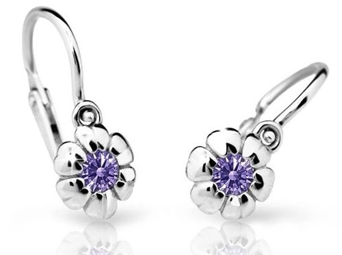 Cutie Jewellery Dětské náušnice z bílého zlata C2151-10-X-2 fialová - Náušnice Visací náušnice