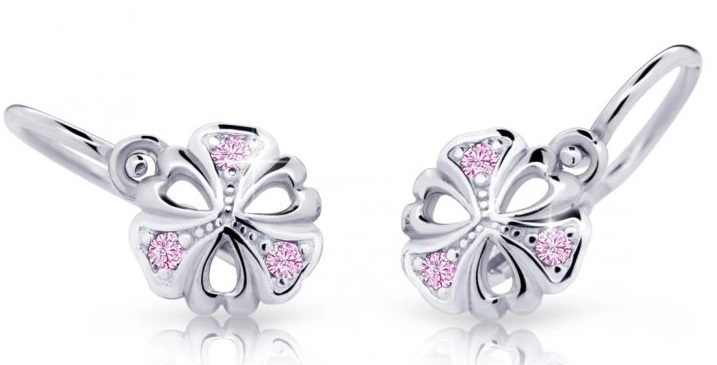 Cutie Jewellery Dětské náušnice z bílého zlata C2230-10-X-2 růžová Cutie Jewellery Dětské náušnice z bílého zlata C2230-10-X-2 růžová - Náušnice Visací náušnice