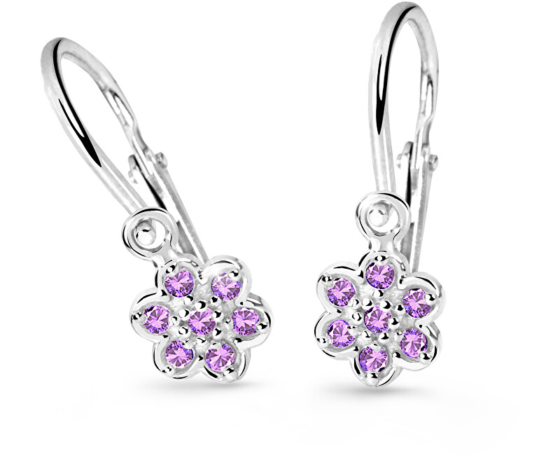 Cutie Jewellery Dětské náušnice z bílého zlata C2746-10-X-2 fialová Cutie Jewellery Dětské náušnice z bílého zlata C2746-10-X-2 fialová - Náušnice Visací náušnice