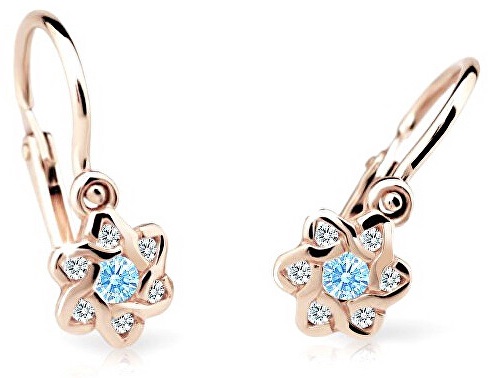 Cutie Jewellery Dětské náušnice z růžového zlata C2149-10-X-4 světle modrá Cutie Jewellery Dětské náušnice z růžového zlata C2149-10-X-4 světle modrá - Náušnice Visací náušnice