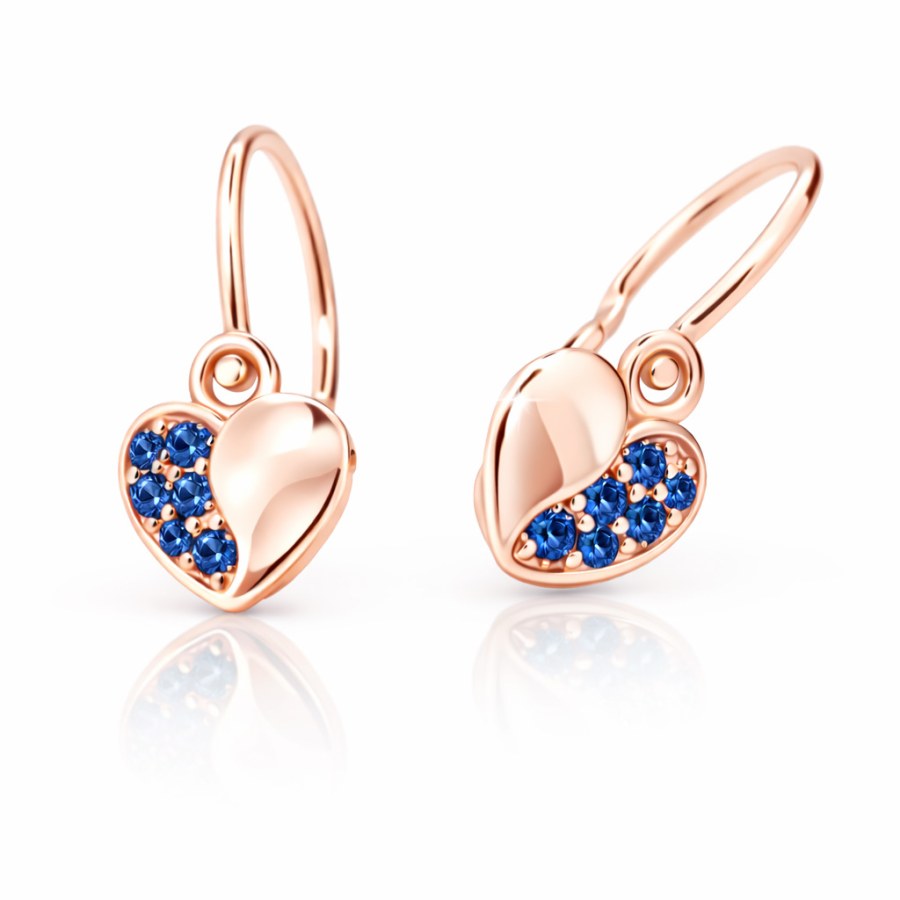 Cutie Jewellery Dětské náušnice z&nbsp;růžového zlata C2160-10-X-4 modrá - Náušnice Visací náušnice
