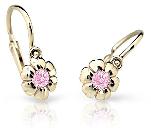 Cutie Jewellery Dětské náušnice ze žlutého zlata C2151-10-X-1 růžová - Náušnice Visací náušnice