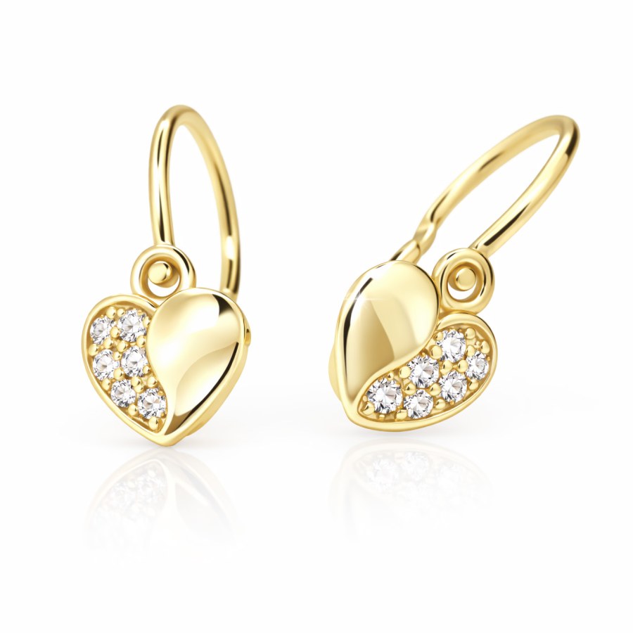 Cutie Jewellery Dětské náušnice ze žlutého zlata C2160-10-X-1 bílá - Náušnice Visací náušnice