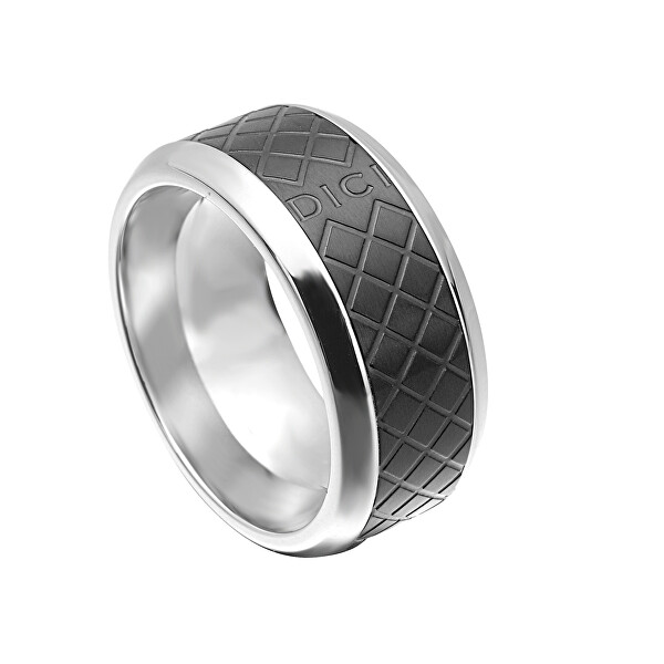 Dici Milano Černý vzorovaný prsten z oceli DCRG501502 64 mm - Prsteny Prsteny bez kamínku
