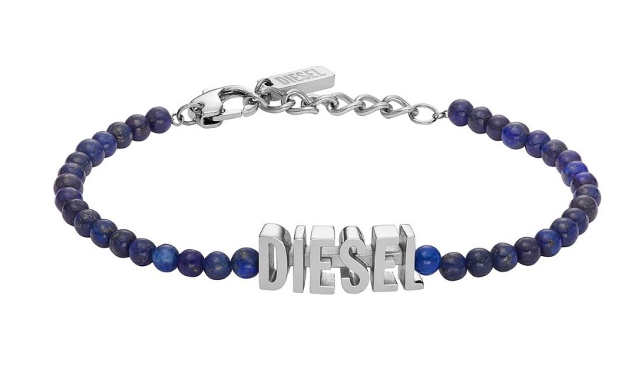 Diesel Korálkový unisex náramek s modrým achátem DX1544040 - Náramky Korálkové náramky