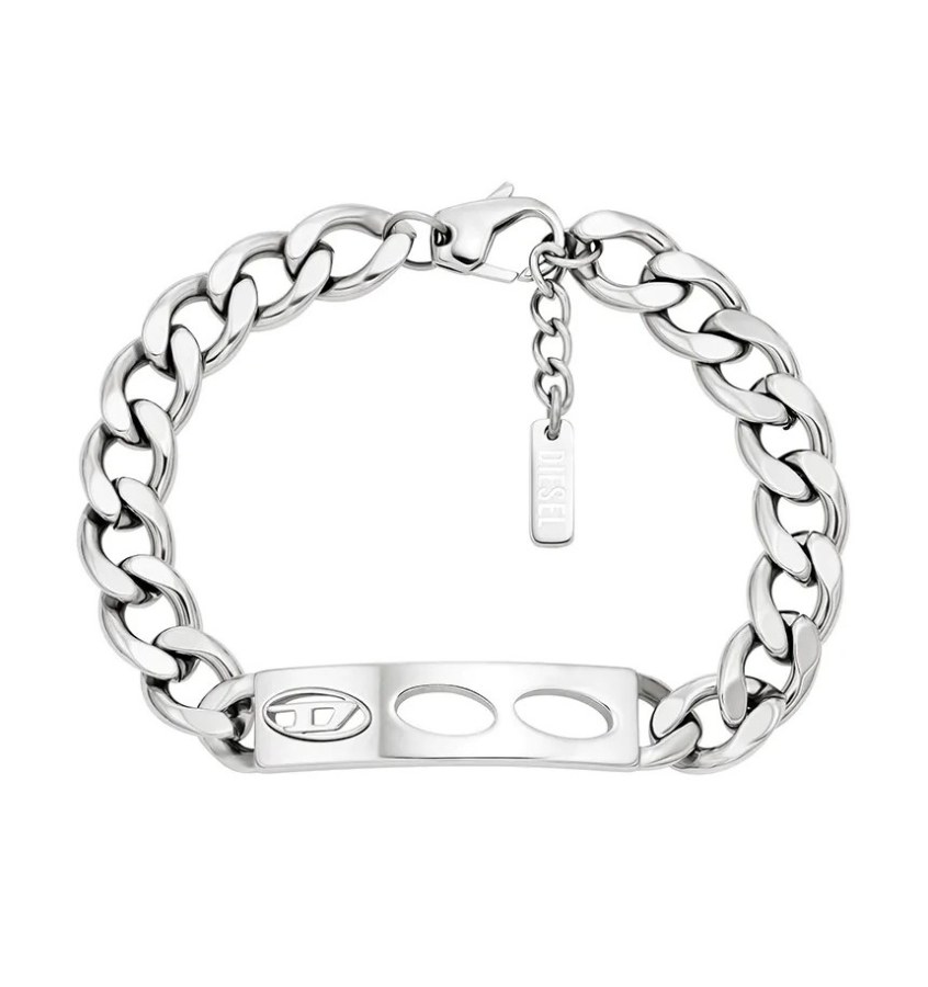 Diesel Stylový unisex náramek z&nbsp;oceli D Logo DX1663040 - Náramky Řetízkové náramky