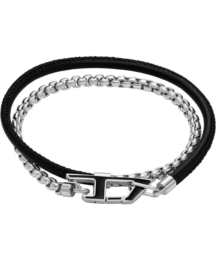 Diesel Oblíbený ocelový náramek s&nbsp;kůží Stackables DX1472040 - Náramky Řetízkové náramky