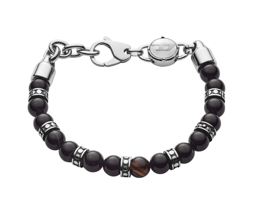 Diesel Pánský korálkový náramek s&nbsp;ocelovými ozdobami DX1163040 - Náramky Korálkové náramky