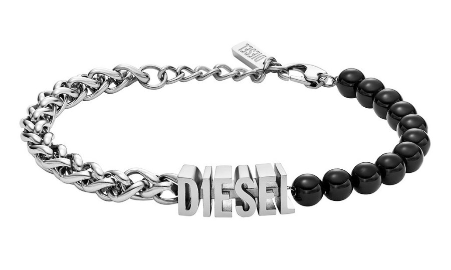 Diesel Moderní ocelový náramek s achátem DX1541040 - Náramky Korálkové náramky