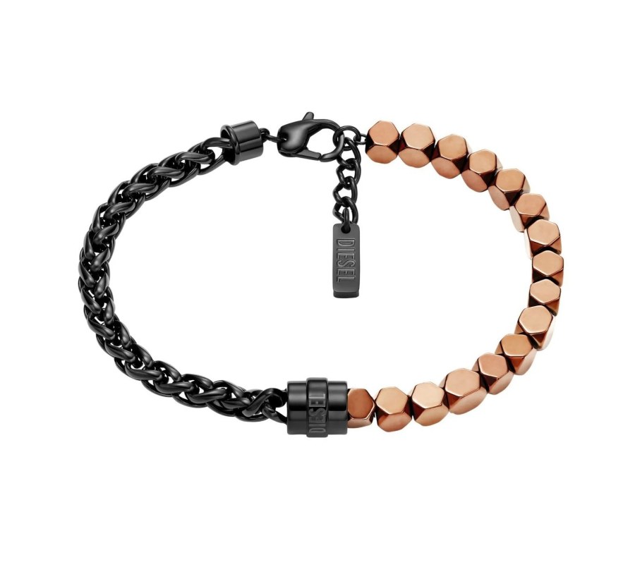 Diesel Stylový ocelový náramek s hematitem DX1648931