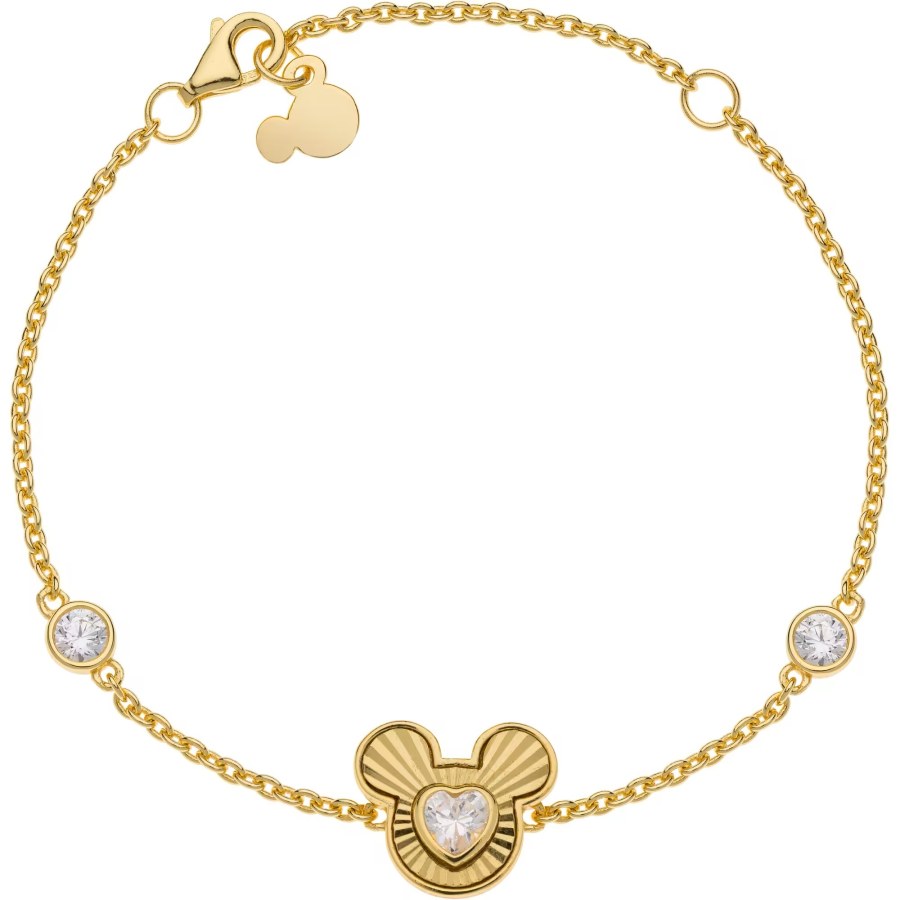 Disney Pozlacený náramek Mickey Mouse s krystaly BS00073CZWL-55.CS - Náramky Náramky přátelství