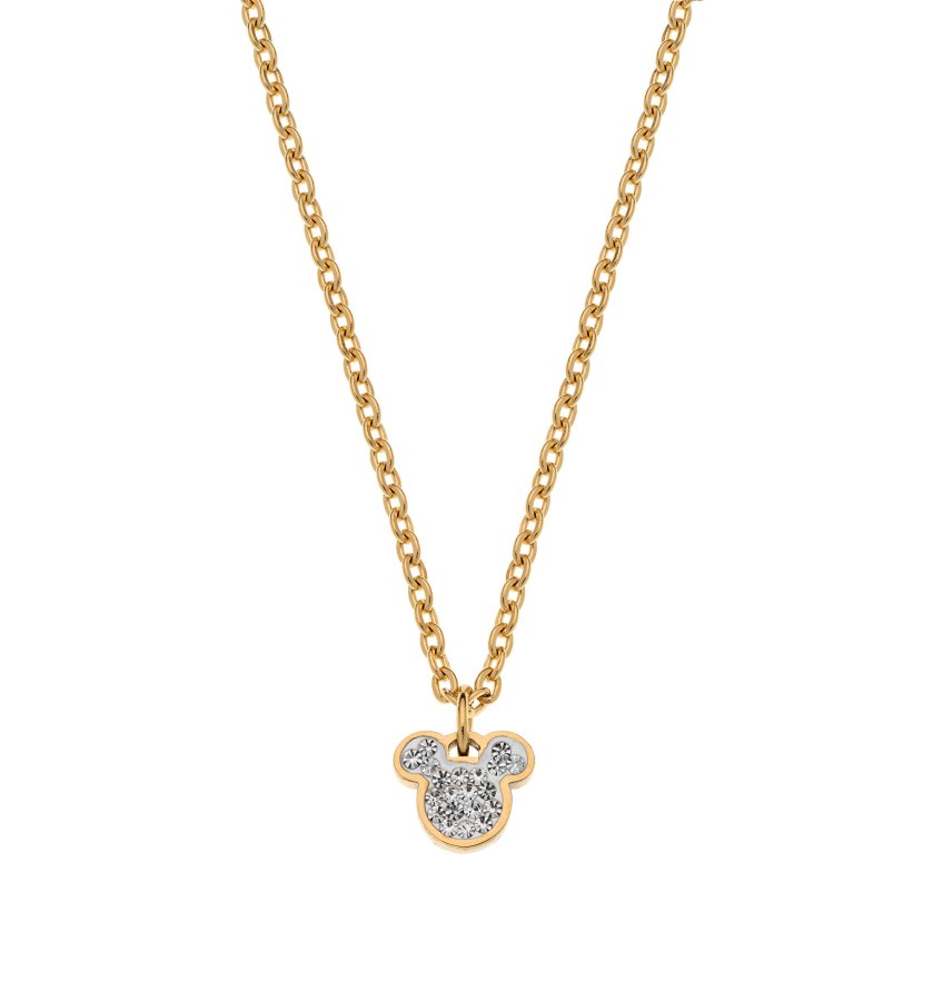 Disney Půvabný pozlacený náhrdelník Mickey and Minnie Mouse N600581YRWL-B.CS (řetízek, přívěsek) - Náhrdelníky