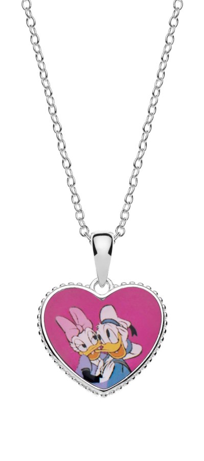 Disney Romantický stříbrný náhrdelník Donald and Daisy Duck CS00025SL-P (řetízek, přívěsek) - Náhrdelníky