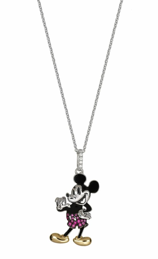 Disney Slušivý stříbrný náhrdelník Mickey Mouse CS00039HZML-P.CS (řetízek, přívěsek) - Náhrdelníky