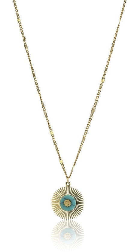 Emily Westwood Jedinečný pozlacený náhrdelník s tyrkysem EWN23052G - Náhrdelníky