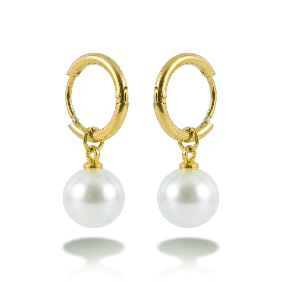 Emily Westwood Pozlacené náušnice s&nbsp;perlou 2v1 Emvora EWE260825G - Náušnice Kruhy