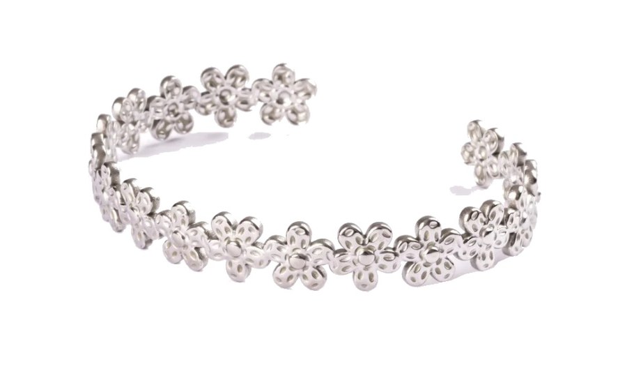 Emily Westwood Pevný květinový náramek z&nbsp;oceli EWB250165S - Náramky Pevné náramky