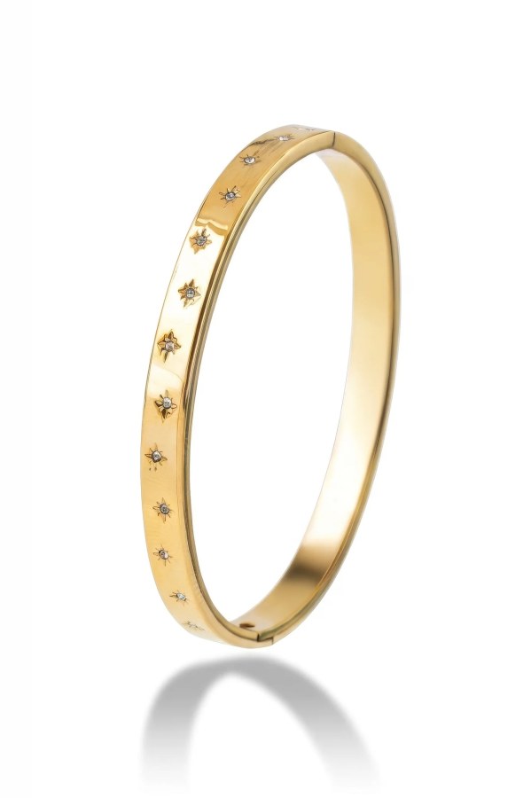 Emily Westwood Pozlacený pevný náramek s&nbsp;krystaly Freya EWB250402G - Náramky Pevné náramky