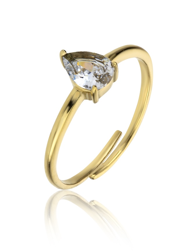 Emily Westwood Půvabný pozlacený prsten s čirým zirkonem Presley EWR23064G - Prsteny Otevřené prsteny