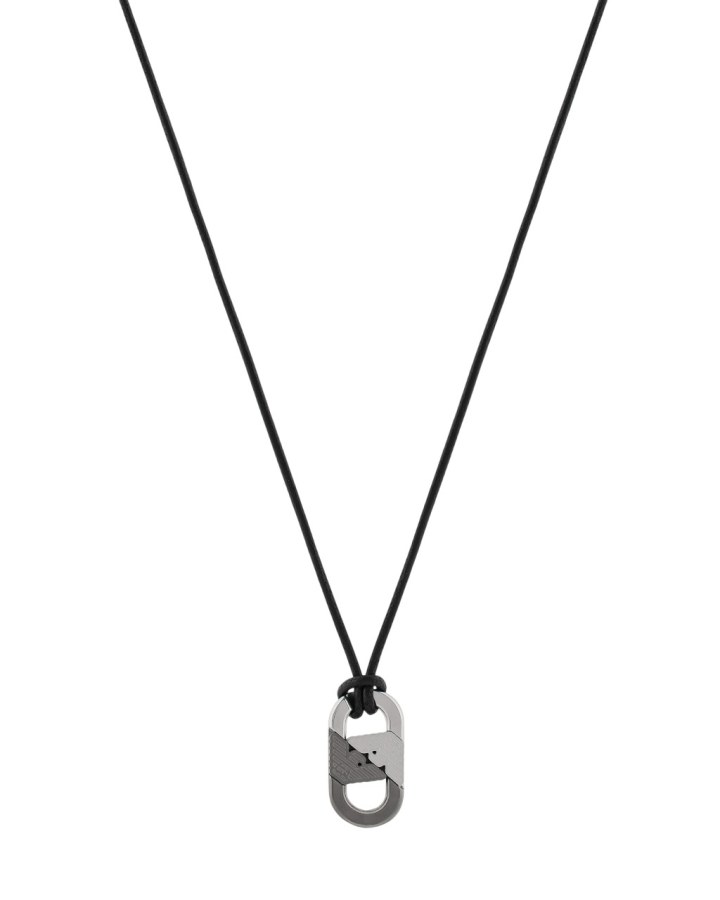Emporio Armani Černý pánský náhrdelník Eagle Logo EGS3170040