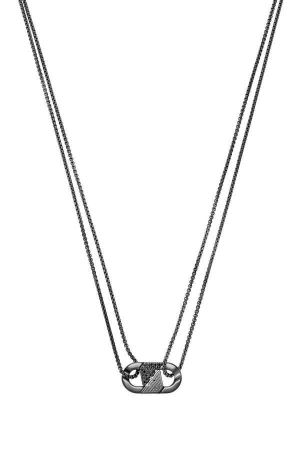 Emporio Armani Černý pánský náhrdelník s&nbsp;krystaly EGS3172001 - Náhrdelníky Náhrdelníky s&nbsp;kameny