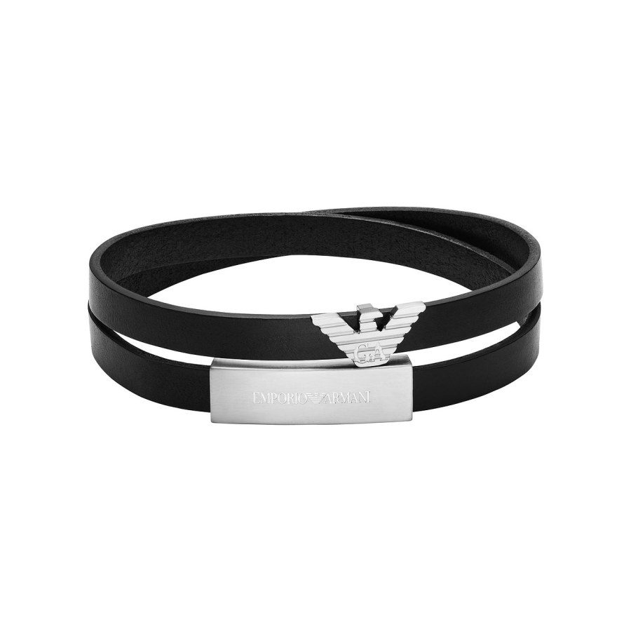 Emporio Armani Dvojitý kožený náramek Eagle Logo EGS3311040
