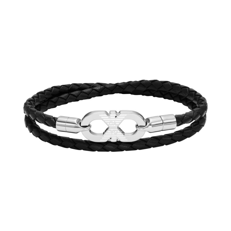 Emporio Armani Fashion kožený náramek Eagle Logo EGS3299040