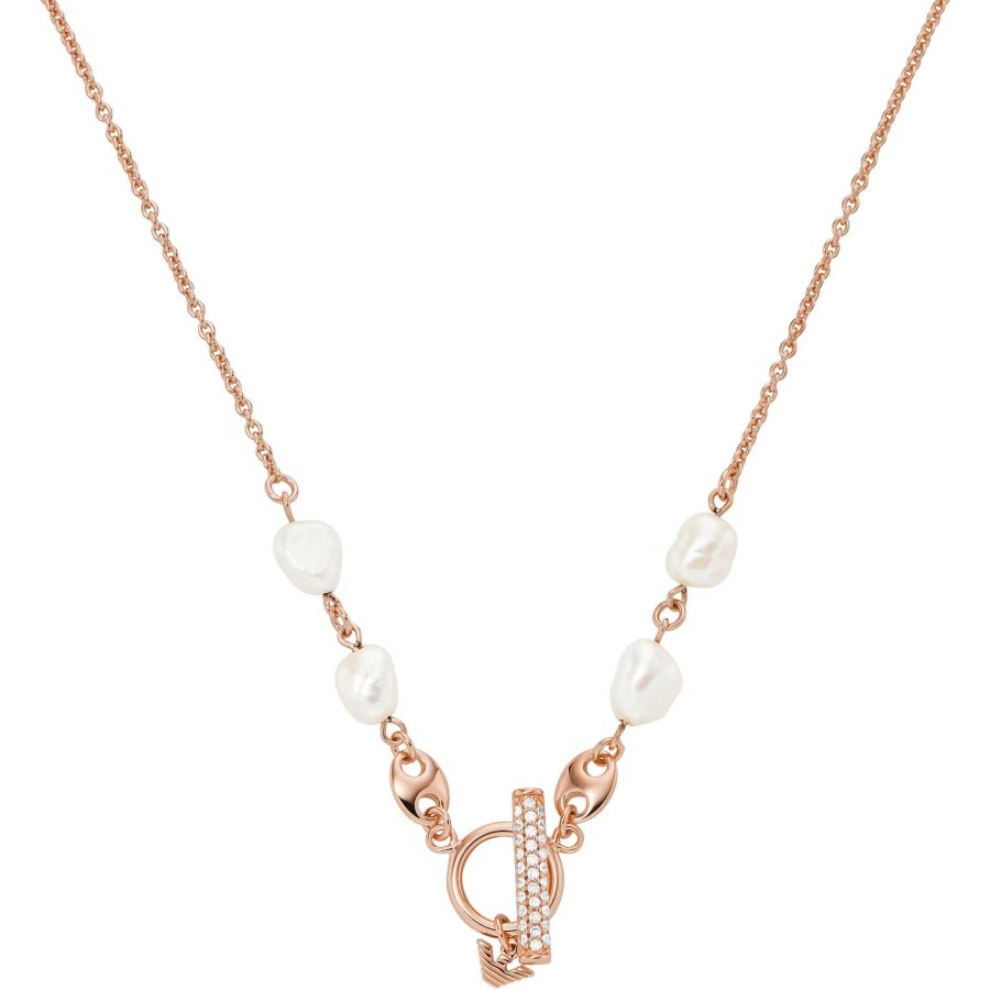 Emporio Armani Moderní bronzový náhrdelník s perlami EG3516221 - Náhrdelníky