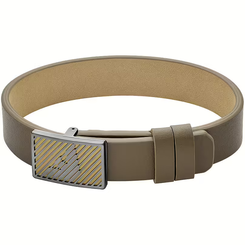 Emporio Armani Moderní hnědý kožený náramek EGS3240060