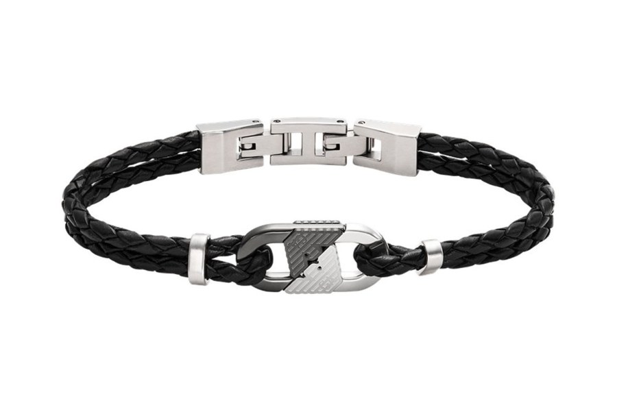 Emporio Armani Fashion kožený náramek pro muže Eagle Logo EGS3171040 - Náramky Kožené náramky