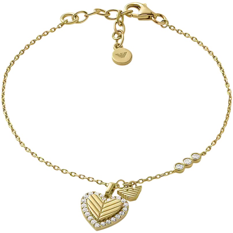 Emporio Armani Romantický pozlacený náramek pro ženy se zirkony Srdce EG3623710 Emporio Armani Romantický pozlacený náramek pro ženy se zirkony Srdce EG3623710 - Náramky Řetízkové náramky